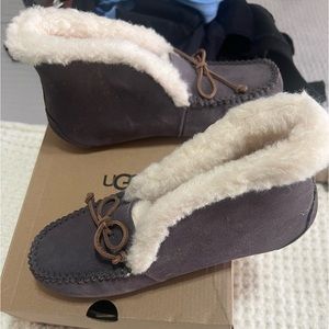 Ugg Grey High-Ankle Sheep-Skin Moccasin Slippers Size 8